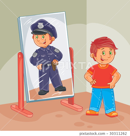 Vector illustration of a little boy dreams Vector illustration of a little boy dreams 30311262