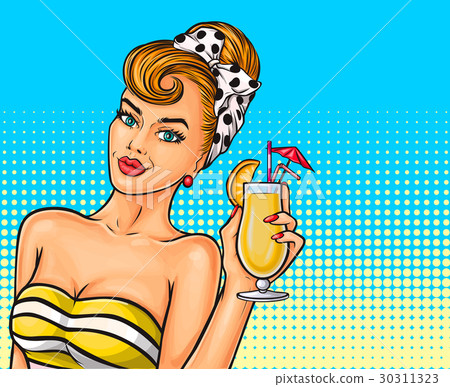 图库插图: vector pop art sexy girl