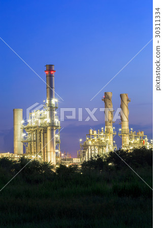Gas turbine electrical power plant at dusk Gas turbine electrical power plant at dusk 30311334