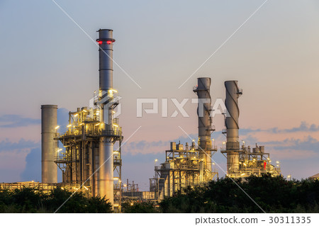 Gas turbine electrical power plant at dusk Gas turbine electrical power plant at dusk 30311335