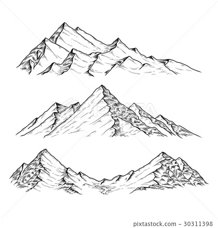 Hand drawn vector illustration the mountains 30311398
