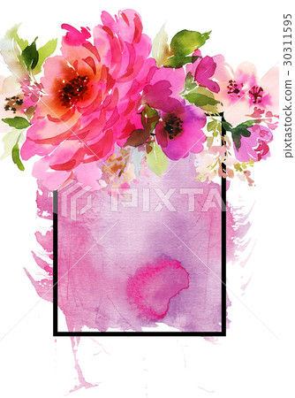 Greeting card with watercolor flowers handmade. Greeting card with watercolor flowers handmade. 30311595