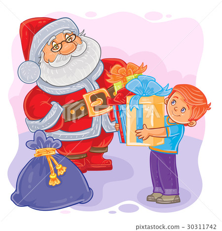 Vector illustration of Santa Claus and little boy 30311742