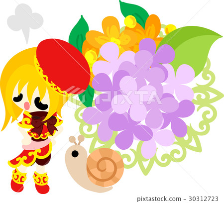 繡球花和可愛女孩的對象 繡球花和可愛女孩的對象 30312723