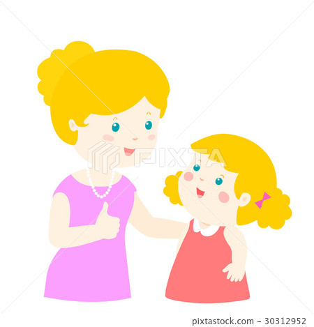 Mother admire daughter character cartoon vector . Mother admire daughter character cartoon vector . 30312952
