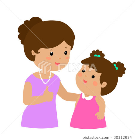 Mother admire daughter character cartoon vector . Mother admire daughter character cartoon vector . 30312954
