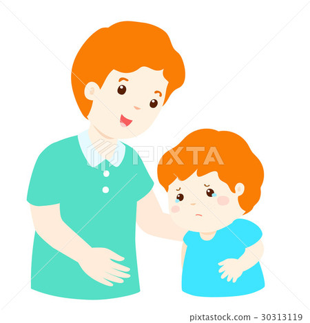 Father soothes crying son vector. 30313119