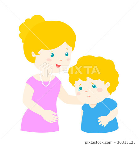 Mother soothes crying son vector. 30313123