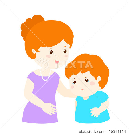 Mother soothes crying son vector. 30313124