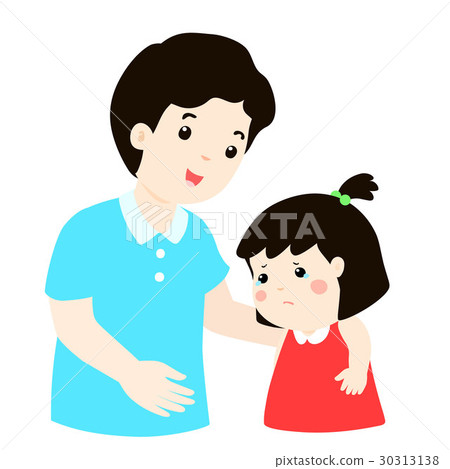 Father soothes crying daughter vector. 30313138
