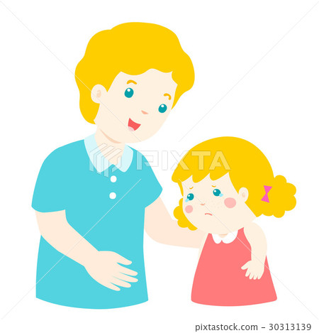 Father soothes crying daughter vector. 30313139
