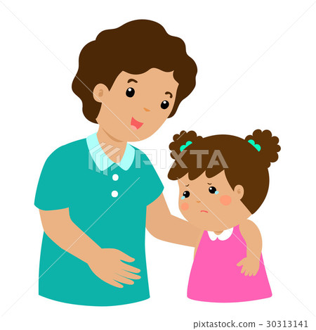 Father soothes crying daughter vector. 30313141