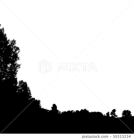Black forest silhouette. Isolated on white 30313234