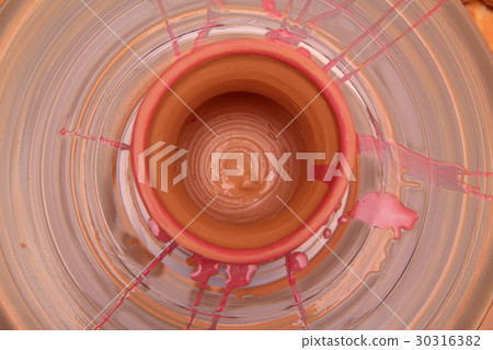Cay pot painted on a potter wheel, modeling of pot Cay pot painted on a potter wheel, modeling of pot 30316382