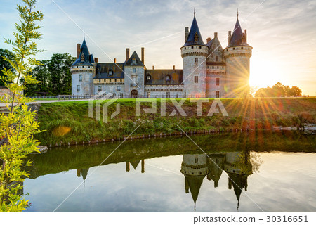 The chateau of Sully-sur-Loire at sunset, France 30316651