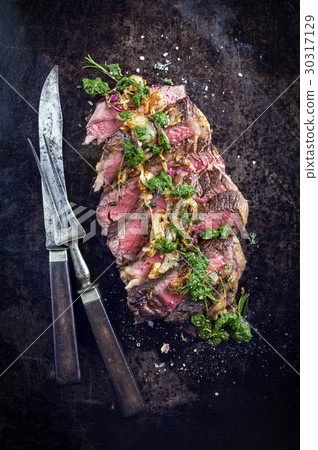 Sliced Dry Aged Rib-Eye Double Steak Sliced Dry Aged Rib-Eye Double Steak 30317129