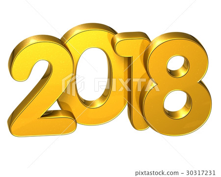 3D Gold Number New Year 2018 on white background 30317231