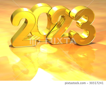 3D Gold New Year 2023 on white background 30317241