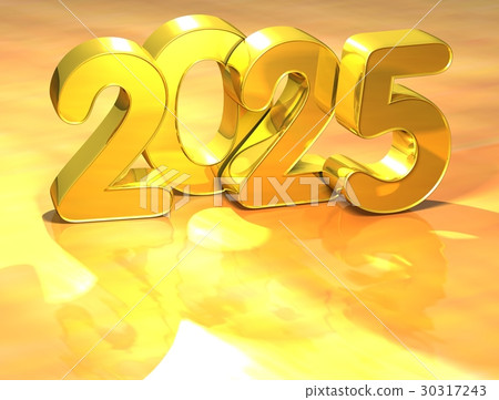 3D Gold New Year 2025 on white background 30317243