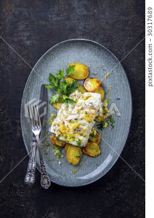 Coalfish with Fried Potatoes Coalfish with Fried Potatoes 30317689