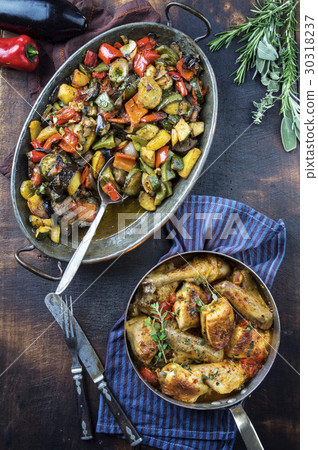 Lemon Chicken with Ratatouille 30318237