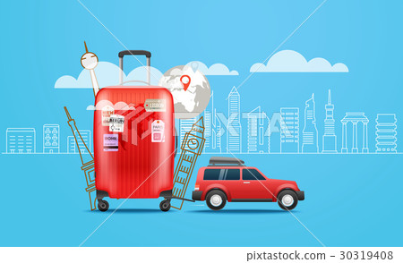 Vacation travelling concept. Car with baggage Vacation travelling concept. Car with baggage 30319408