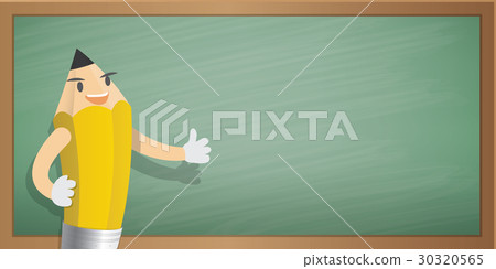 Pencil character cartoon design green board frame 30320565