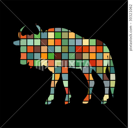 Wildebeest antelope mammal color silhouette animal 30321062