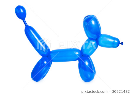 Simple blue balloon animal dog on white 30321482