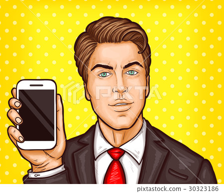 Vector pop art businessman showing his a - Stock Illustration [30323186 ...