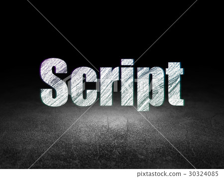 Programming concept: Script in grunge dark room 30324085