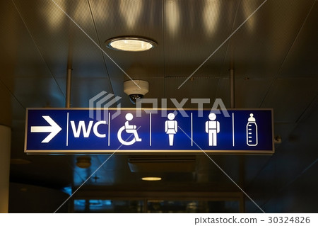 Toilet sign with arrow 30324826