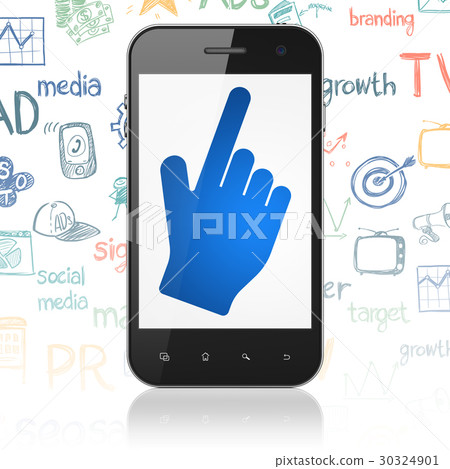 Advertising concept: Smartphone with Mouse Cursor 30324901