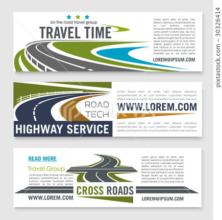 Road Travel And Highway Service Banner Template Stock
