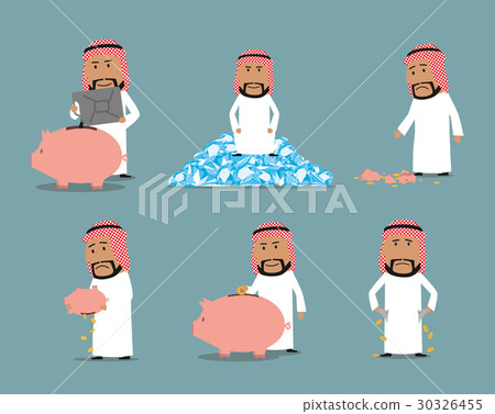 Rich and bankrupt arab businessman character set Rich and bankrupt arab businessman character set 30326455
