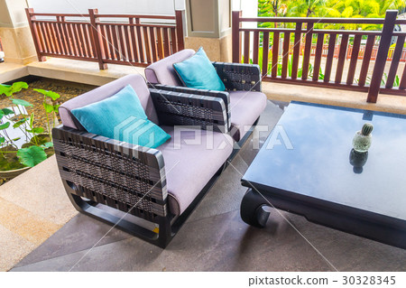 Closeup of modern furniture with pillows . 30328345