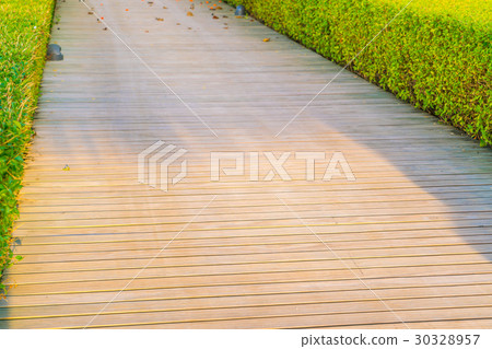 Wood Way in to green garden . 30328957