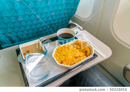 Healthy food on the plane with coffee . 30328958