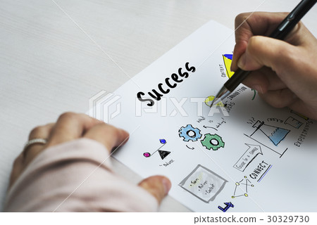 Business strategy action success achievement sketch 30329730