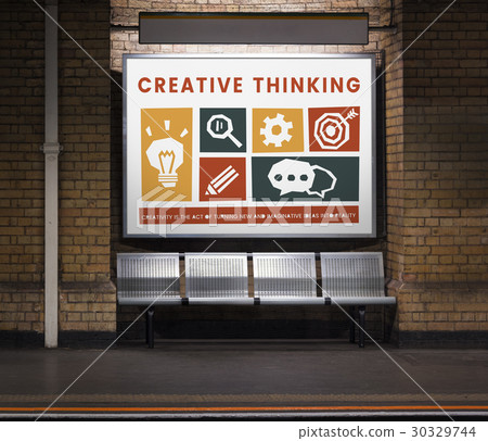 Different creative icons posted in a subway station Different creative icons posted in a subway station 30329744