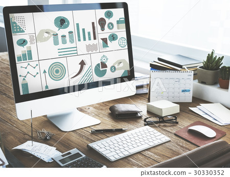 Illustration of financial business chart investment on computer 30330352