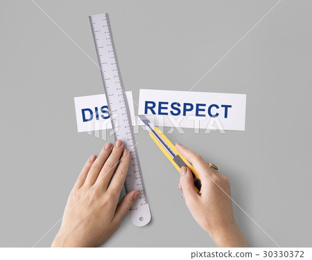 Disrespect Hands Cut Word Split Concept 30330372