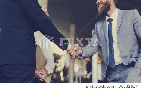 Men Women Business Agreement Hands Shake 30332617