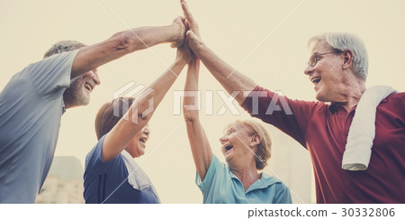 Senior Adult Teamwork Hands Together Senior Adult Teamwork Hands Together 30332806