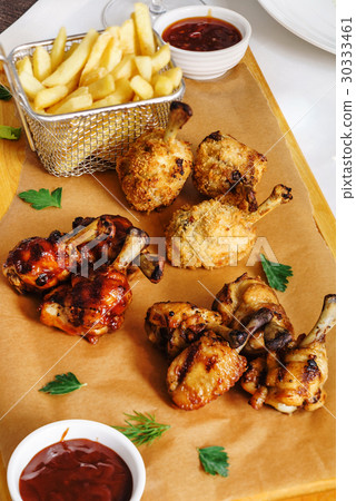 grilled chicken with french fries grilled chicken with french fries 30333461