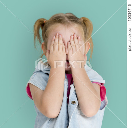 Little GIrl Human Hand Cover Playful 30334746