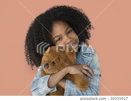 Little Girl Hugging Teddy Bear Soft Toy 30335017