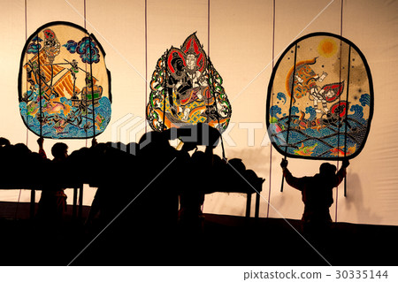 Thai Shadow Puppet Art or Nang Yai shadon play. 30335144
