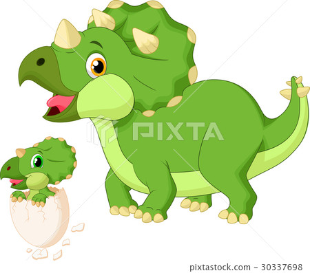 Mother triceratops with baby hatching 30337698