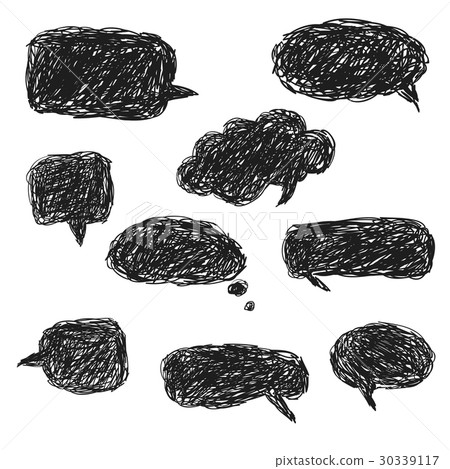 Set of blank black hand drawn speech bubbles - Stock Illustration ...